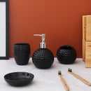 Doted Texture Ceramic Round Bathroom Set Of 4 Pcs