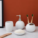 Doted Texture Ceramic Round Bathroom Set Of 4 Pcs