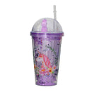 Unicorn Printed Glitery Transparent Sipper With Unicorn Motif Lid