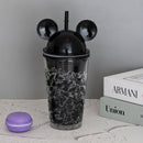 Mouse Design Double Layer Transparent Sipper With Straw 500 ml