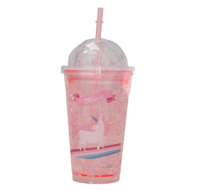 Unicorn Printed Sippers with Crystel Lid & Straw