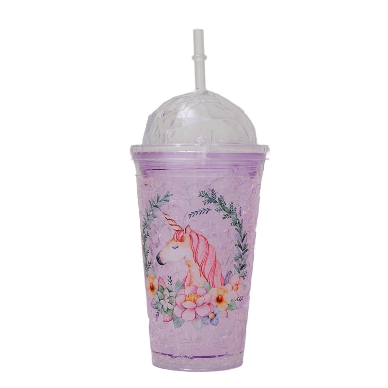 Unicorn Printed Sippers with Crystel Lid & Straw