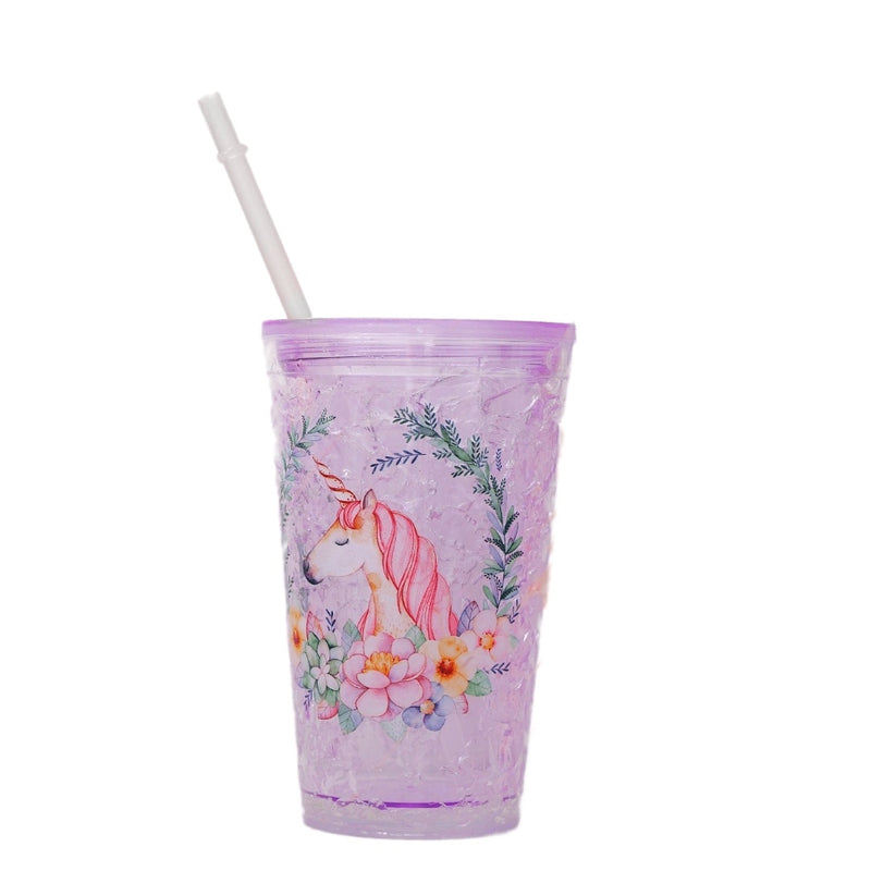 Unicorn Printed Sippers with Crystel Lid & Straw