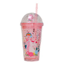 Unicorn Printed Glitery Transparent Sipper With Unicorn Motif Lid