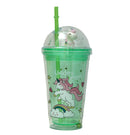 Unicorn Printed Glitery Transparent Sipper With Unicorn Motif Lid