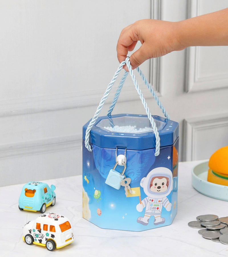 Cute Multi Design Printed Coin Bank With Bubble Lid