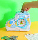 Shoe Pattern Coin Bank with Alarm Clock Set of 2