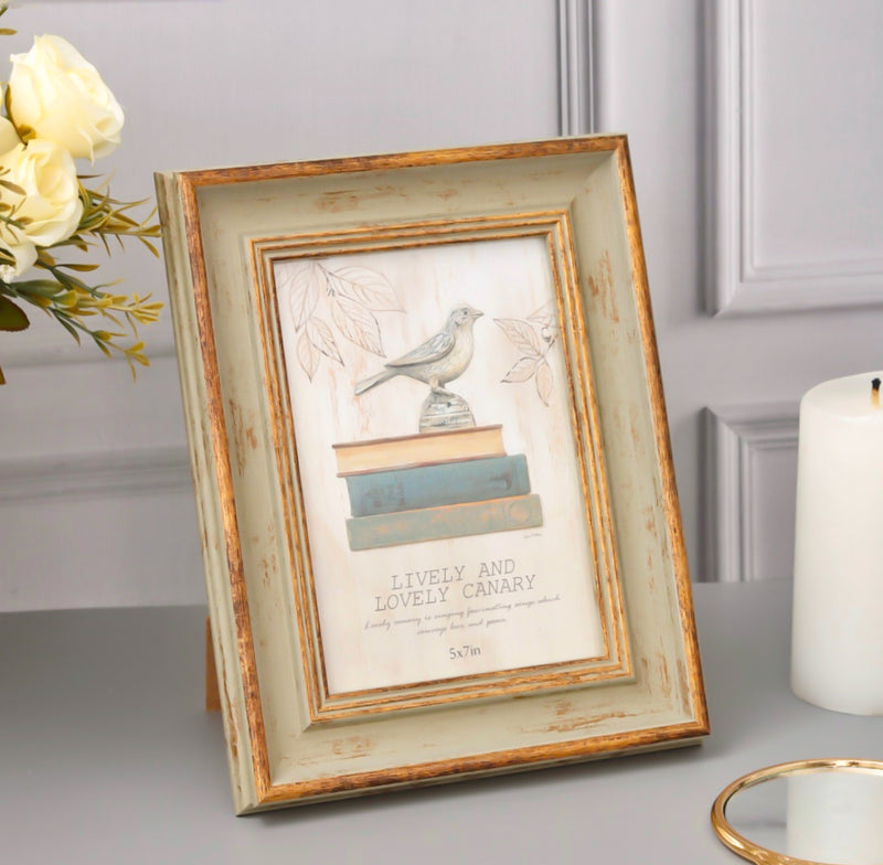 Elegant Wooden textured With Golden Effect Photo Frame