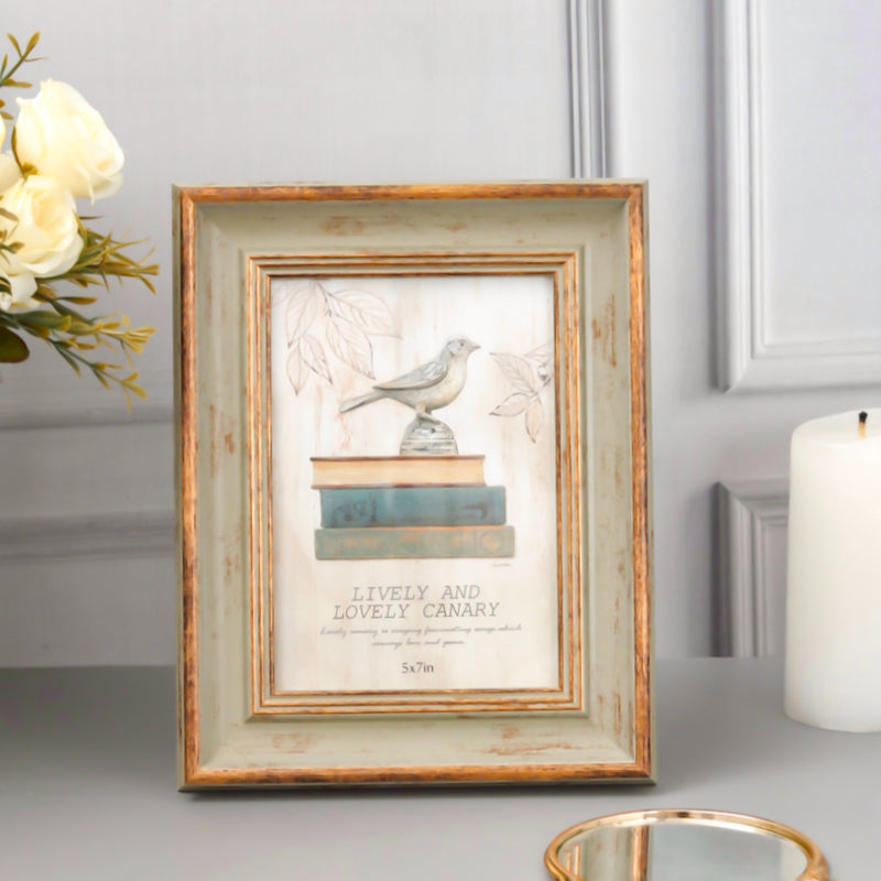 Elegant Wooden textured With Golden Effect Photo Frame