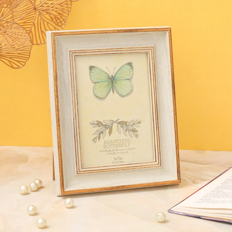 Elegant Wooden textured With Golden Effect Photo Frame