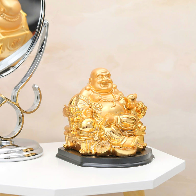 Laughing Buddha Sculpture with Wellness & Happiness