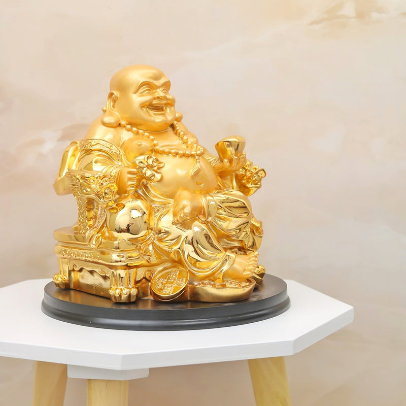 Laughing Buddha Sculpture with Wellness & Happiness