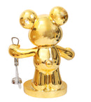 Golden Metallic Bear Sculpture Bottle Holder with Opener