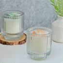 Crystal Design Scented Candle with Striped Design Glass Set of 2