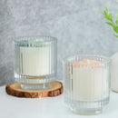 Crystal Design Scented Candle with Striped Design Glass Set of 2