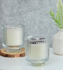 Crystal Design Scented Candle with Striped Design Glass Set of 2