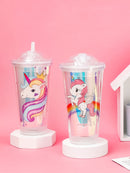 Baby Unicorn Printed Multicolor Holographic Sipper- 550 ML
