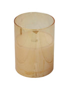 Flameless Electric LED Glass Pillar Moving Flame Effect Candle, Golden