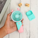 Ear Design Mini Portable & Rechargeable Hand Fan with Stand