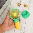 Floral Design Mini Portable & Rechargeable Hand Fan with Stand