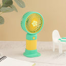 Floral Design Mini Portable & Rechargeable Hand Fan with Stand