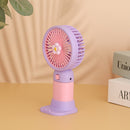 Floral Design Mini Portable & Rechargeable Hand Fan with Stand