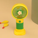 Floral Design Mini Portable & Rechargeable Hand Fan with Stand