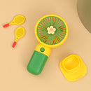 Floral Design Mini Portable & Rechargeable Hand Fan with Stand
