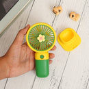 Floral Design Mini Portable & Rechargeable Hand Fan with Stand