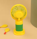 Floral Design Mini Portable & Rechargeable Hand Fan with Stand