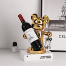 Golden Metallic Bear Sculpture Bottle Holder with Opener