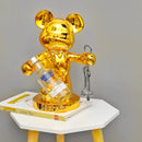 Golden Metallic Bear Sculpture Bottle Holder with Opener