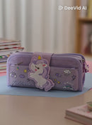Unicorn Design Detachable Pencil Pouch