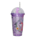 Unicorn Printed Glitery Transparent Sipper With Unicorn Motif Lid