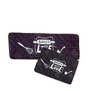 Cutlery Printed Deep Brown Kitchen Mats(Set of 2)