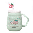 Cute Strawberry Printed Mug With Straw and Strawberry motif