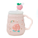 Cute Peach Printed Mug With Straw and Peach motif