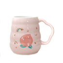 Cute Peach Printed Mug With Straw and Peach motif