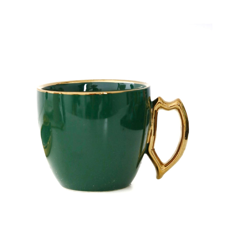 Ceramic Leaf design Bottle Green Cup and Plate Set With  Metal Spoon