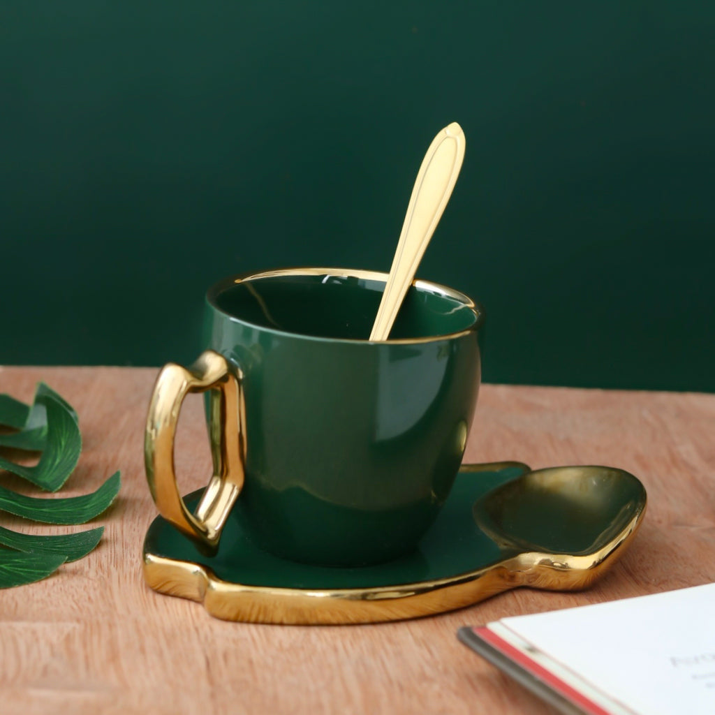 Cup of Cappuccino Set with Modern and Exotic Accessories - Palm Leaf. Stock  Image - Image of green, chilling: 156203569