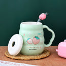 Cute Strawberry Printed Mug With Straw and Strawberry motif