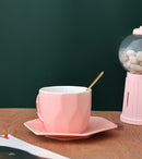 Ceramic Cup and Plate Set With Metal Spoon