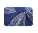 Elegant Leaf Design Royal Blue Soft Door Mat