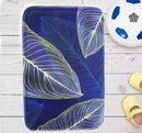Elegant Leaf Design Royal Blue Soft Door Mat