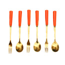 Luxury Orange Fruit Fork and Spoon Set