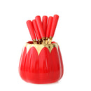 Luxury Red Fruit Fork and Spoon Set