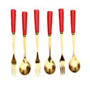 Luxury Red Fruit Fork and Spoon Set