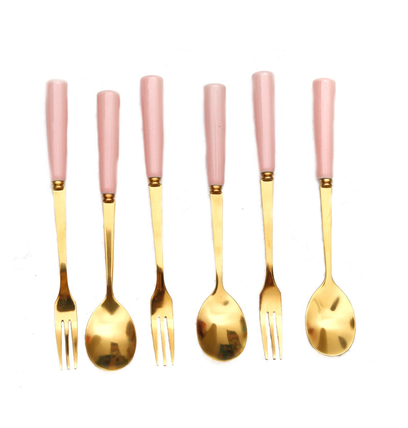 Luxury Pink Fruit Fork and Spoon Set