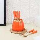 Luxury Orange Fruit Fork and Spoon Set