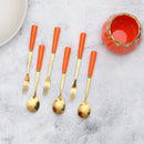 Luxury Orange Fruit Fork and Spoon Set